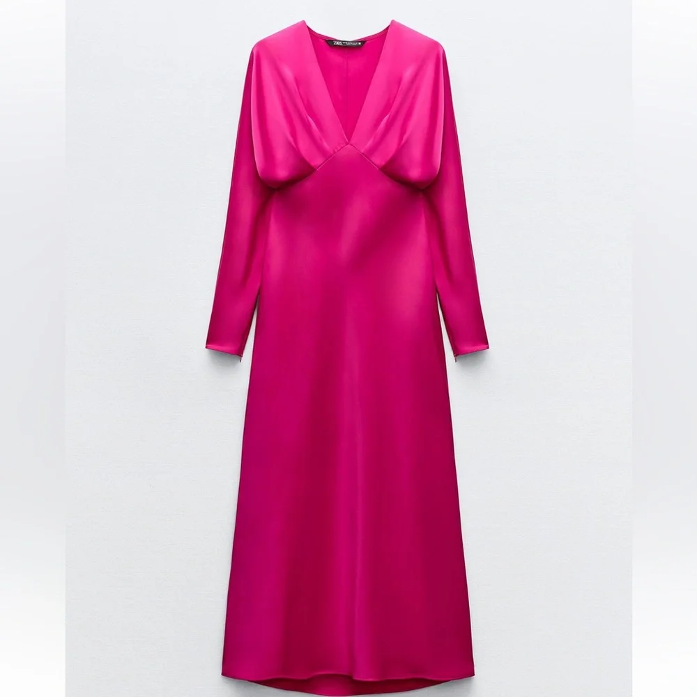 Zara NWT Satin Effect Midi Dress size L - Picture 5 of 9